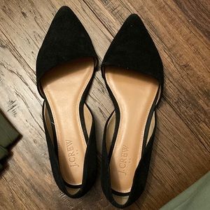 Jcrew factory black suede d’orsay flats